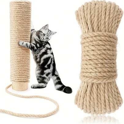 32.8 Ft Natural Jute Rope Multifunctional For Cat Scratching Post, DIY Crafts, Gardening, And Home Decor