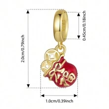 WOSTU 1pc 925 Sterling Silver Good Luck Red Chinese Elements Charm Beads Pendant Gold-Plated For Women Fit DIY Bracelet Necklace Original Fine Jewelry