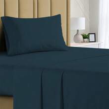 Luxurious Ultra Soft 3-Piece Bamboo Fiber Bed Sheet Set With Deep Pockets - Twin - Navy - View 2