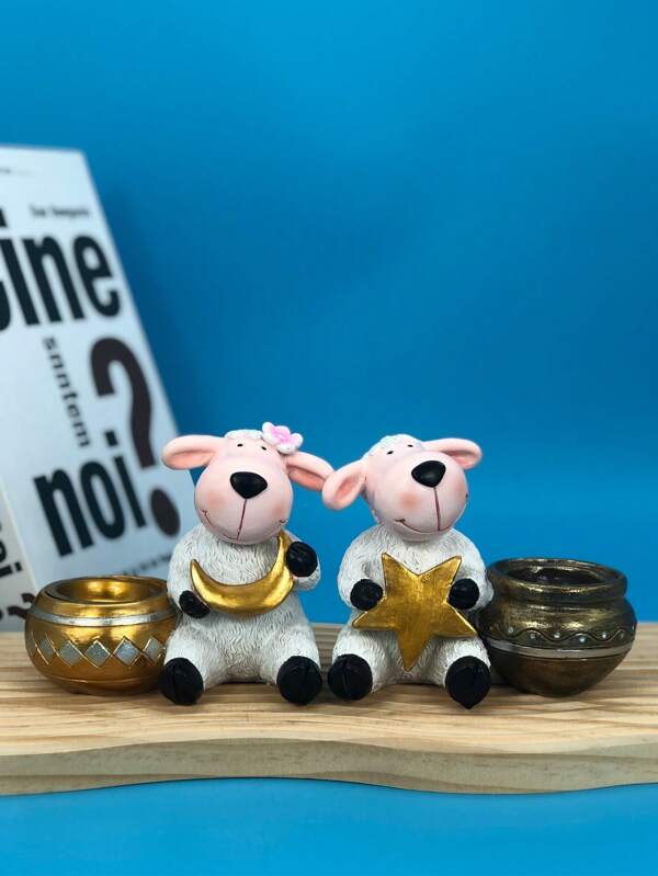 1PC Resin Star Moon Incense Burner With Sheep Ornaments For Festivals, Ideal Gift For Celebrations And Home Decor, Perfect For Offices, Bookshelves, Living Rooms, And TV Stands E-I-D