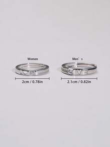 1 chiếc nhẫn đôi bằng bạc Sterling 925 Cubic Zirconia, thiết kế chữ LOVE có thể điều chỉnh kích thước, nhẫn đơn dành cho nam/nữ, quà tặng cho cặp đôi, thích hợp cho hẹn hò hàng ngày ngày lễ tình nhân - Người mẫu nữ - Xem 8