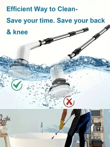 1 无线电动旋转清洁器 - USB 充电，7 至 9 个可更换刷头，双速，可拆卸伸缩手柄，电池电量指示器，适用于厨房/客厅/浴室清洁，锂电池供电，七合一和九合一家用清洁产品