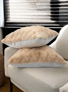 1pc Farmhouse Style Wavy Luxurious Plush Throw Pillow Cover, Suitable For Home Sofa Decoration, Super Soft Faux Fur Cushion Cover