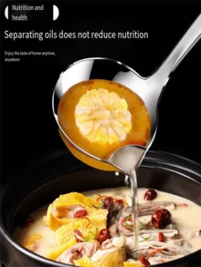 1 pezzo Mestolo in acciaio inossidabile con manico lungo, scolapasta per separare minestra e olio, utensile da cucina - Multicolore - Visualizzare 10