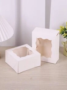5pcs/10pcs/15pcs White Kraft Paper Square Hollow Window Gift Boxes, Party Favor Packaging - Multicolor - View 13