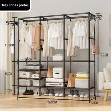 Arara Tripla Organizadora de Roupas Conceito Aberto Guarda-Roupa Moderno
