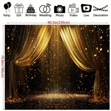 优雅黑金闪亮派对背景 - 多功能聚酯纤维婚礼、生日、毕业典礼和其他照片背景 - 多色 - 查看 2