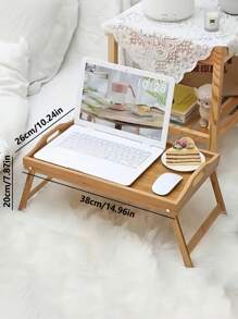 1pc Minimalist Foldable Mini Bamboo Tray, Portable Desk For Home Bedroom, Wooden Tray For Indoor/Outdoor Picnic BBQ Grill Terrace Small Table - Yellow - View 14