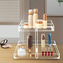 Acrylic Cosmetic Display Rack, Acrylic Perfume And Cosmetic Display Rack With Multi-Layer Tray Organizer. - Transparent - View 3