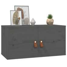 Stylish Grey Wall Cabinet 60 Cm Solid Pine Wood For Home Storage - Grey - View 5
