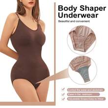 2PCS Slimming Women Tummy Control Shapewear Bodysuit Waist Trainer Body Shaper Underwear Waist Compression Jumpsuit Shaping Tank Top Seamless Undershirts Spaghetti Strap - Black+Brown(2 Pack) - View 6