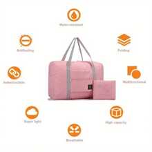 Travel Bag Luggage Bag Carry On Bag Weekend Bag Large Capacity Waterproof Foldable Storage Bag Organizer Nylon Tote Bag Zipper Handbags For Outdoor Women Men Travel Vacation For Student Back To School Stuff Travel Accessories Bag For School School Accessories - Pink - View 5