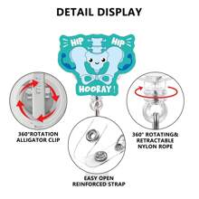 1pc Acrylic Organ Specimen Bottle, Syringe, Blood Bag, Retractable ID Badge Reel, Rotating Alligator Clip, Nurse/Medical Supplies Easy Pull Clip,School Supplies,Back To School - Multicolor - View 3