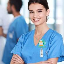 1pc Acrylic Organ Specimen Bottle, Syringe, Blood Bag, Retractable ID Badge Reel, Rotating Alligator Clip, Nurse/Medical Supplies Easy Pull Clip,School Supplies,Back To School - Multicolor - View 4