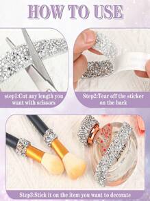 1 Rolls Of DIY Self-Adhesive Rhinestone Tape, Silver Resin Rhinestone Strip, Diamond Crystal Rhinestone Tape Roll Stickers, Sparkling Rhinestones Used For Crafts, Fabrics, Cars, Clothing, Bottles, Cakes, Mobile Phones, Birthdays, Wedding Decorations (Silver)