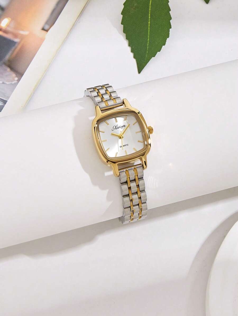 XIVIYA ساعة نسائية ذات إطار فولاذي مقاوم للصدأ وقرص صغير أنيقة ذات تصميم بسيط، ذات استخدام يومي وتناسب المناسبات الاجتماعية، هدية فاخرة