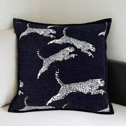 奢华复古金色金钱豹纹沙发垫套，法式优雅现代客厅展示样品枕套