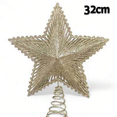 Estrela Ponteira Para Topo De Arvore Natal Natalino Cor Vermelha, Dourada Grande e Pequena