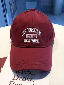 1 件女士时尚休闲字母刺绣棒球帽，情侣/学生百搭防晒帽，适合户外、街头服饰 - 彩色 - 查看 3