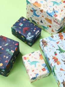 3/6Pcs Dinosaur Pattern Gift Wrapping Paper, Material Paper, Holiday Wrapping Paper, Gift Box, Book Leather, For Birthday Decoration Party Decoration, Gift Baskets, Arts & Crafts, Flower Bouquet Supplies, Flower Wrapping Paper, Gift Packaging Supplies, Handbook Material Decor, Dinosaur Theme Party Gift Decoration, Birthday Gifts Party Favor, Gift Wrapping Supplies - Dinosaur - View 3