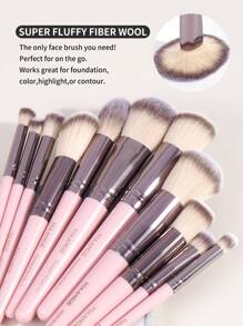 MAANGE 30pcs Professional Makeup Brushes With Velvet Bag+20pcs Powder Puff Accessories+1pc Silicone Cleaning Bowl+1pc Waterproof Wash Bag,Makeup Tools With Soft Brush Hair For Easy Carrying,Foundation Brush,Eye Shadow Brush,Blending Brush,Eyebrow Brush,Brush Set For Travel - 粉色 - 查看 4
