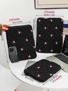 11 英寸、13 英寸、15 英寸、简单卷边、蝴蝶结、线条图案、时尚、轻便、手拿包、笔记本电脑包、平板电脑包教师礼物教师用品教师包感谢老师大学包大学用品返校学校用品教师学校必需品大学生教室笔记本电脑包教室包教师储物袋教室整理袋 - 藍色 - 查看 5