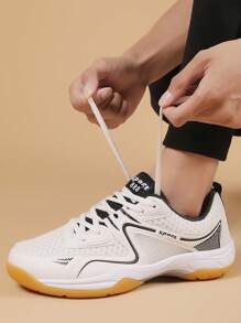 WAZIXIE Zapatos de bádminton para hombre, nuevos zapatos deportivos profesionales transpirables de malla antideslizante para bádminton - Blanco - Ver 8