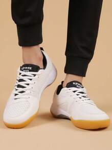 WAZIXIE Zapatos de bádminton para hombre, nuevos zapatos deportivos profesionales transpirables de malla antideslizante para bádminton - Blanco - Ver 10