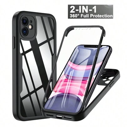 Hadaasi 1pc 2-In-1 Front & Back Full Coverage Transparent Case With Screen Protector, TPU Soft Edge + PC Hard Back Plate Combo Phone Case Compatible With Apple 17 Pro/17 Pro Max/Apple Air/17/16E/16 Pro Max And Galaxy S26 Ultra/S26 Plus/S26/S26 Edge