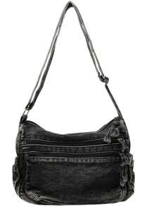 Women Retro Large Canvas Denim Shoulder Bag Denim Crossbody Handbags Casual Style Lightweight Tote Purse