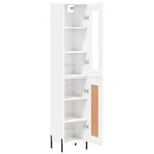 High Gloss White Engineered Wood Highboard 34.80cm Modern Storage Cabinet - White - View 3