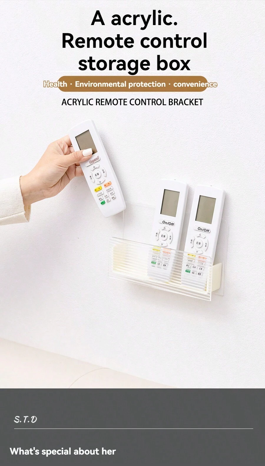 Acrylic Wall-Mounted Remote Control Storage Box, No Drilling, For Air ...