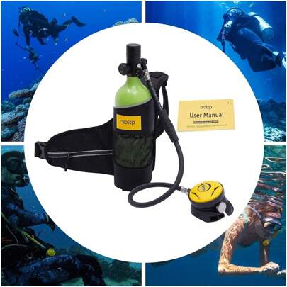 SHZICMY 1L 32.8ft Mini Scuba Tank, 3.54 X 13.8 Inch 3000psi Small Portable Lung Diving Tank With 360° Swivel Joint