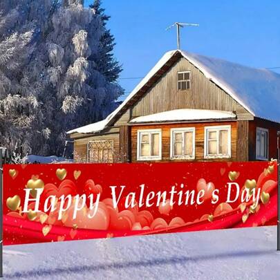 1 件红色浪漫情人节多用途背景横幅，适合派对和庭院装饰，情人节装饰品