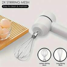 USB Rechargeable Cordless Hand Mixer 3 Speeds - Baby Pink - View 3