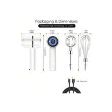 USB Rechargeable Cordless Hand Mixer 3 Speeds - Baby Pink - View 2