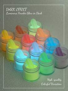 12 Colors Glow In The Dark Nail Dipping Powder, Luminous Effect, Acrylic Nail Powder, Fluorescent Nail Art, Great Christmas Gift - MultiWarna - View 10