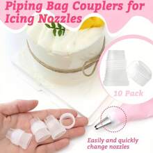 10pcs Plastic Cake Decorating Connectors, Pastry Bag Couplers For Baking And Decorating Kitchen Tools - White - View 8