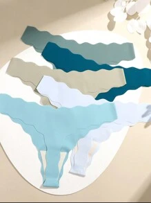 5pcs Women Seamless Comfortable No-Edge Thong Panties, Women Underwear