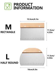 1 件不锈钢和木柄方形/半圆形面团切刀、披萨、奶酪、水果切片机（带尺子）、DIY 烘焙工具、面包切片机 - 淺灰色 - 查看 7