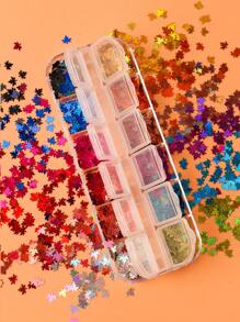 12pcs 3D Holographic Maple Leaf & Flower Nail Art Stickers, Self-Adhesive, Suitable For DIY Home Manicure And Professional Nail Salon Use Nails - Multicolor - View 3