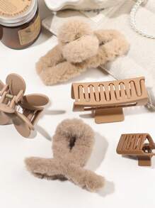 8 peças/Conjunto Minimalista Cor de Café Floral, Pele, Presilhas de Cabelo e Acessórios de Cabelo, Uso Versátil Diário e de Outono/Inverno, Garra de Cabelo, Clipe de Garra, Clipe de Mandíbula de Cabelo, Grampo de Cabelo, Clipe de Cabelo, Clipe Coletor de Cabelo, Flor de Outono para Looks de Férias Femininos