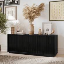 Beautiful Fluted TV Stand For TV's Up To 70" By Drew Barrymore, Warm Honey Finish - 黑色 - 查看 4