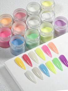 12 Colors Glow In The Dark Nail Dipping Powder, Luminous Effect, Acrylic Nail Powder, Fluorescent Nail Art, Great Christmas Gift - MultiWarna - View 4