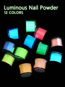 12 Colors Glow In The Dark Nail Dipping Powder, Luminous Effect, Acrylic Nail Powder, Fluorescent Nail Art, Great Christmas Gift - MultiWarna - View 5
