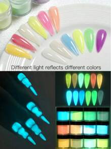 12 Colors Glow In The Dark Nail Dipping Powder, Luminous Effect, Acrylic Nail Powder, Fluorescent Nail Art, Great Christmas Gift - MultiWarna - View 3