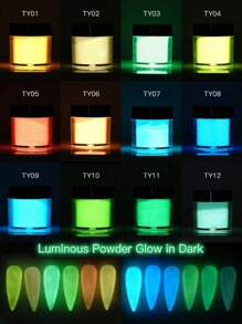 12 Colors Glow In The Dark Nail Dipping Powder, Luminous Effect, Acrylic Nail Powder, Fluorescent Nail Art, Great Christmas Gift - MultiWarna - View 8