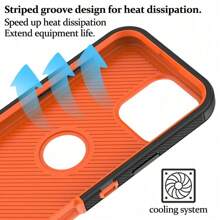 带屏幕保护膜的手机壳钢化玻璃适用于 iPhone 13/14/15/16 Pro Max Plus 重型三合一军用级防摔防尘耐用防护防震外壳适用于圣诞节、生日、新年礼物、冬季、送给家人、朋友、生日、女朋友、男朋友的礼物，送给家人、朋友、孩子、生日、春季、节日、男朋友、女朋友、情人节的礼物 - 黑/橙 - 查看 3