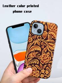 قطعة واحدة حالة هاتف مطبوع بتصميم زهري باروك ، تصميم زهري عتيق ، غلاف ناعم مضاد للصدمات والسقوط ، متوافق مع هواتف أيفون 11 12 13 14 15 16 برو ماكس ، مصنوع من مادة TPU بطباعة ألوان أشعة فوق البنفسجية بمظهر جلدي