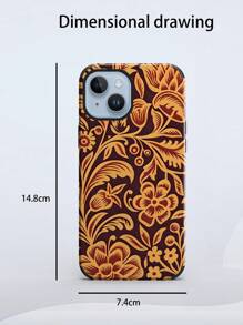 قطعة واحدة حالة هاتف مطبوع بتصميم زهري باروك ، تصميم زهري عتيق ، غلاف ناعم مضاد للصدمات والسقوط ، متوافق مع هواتف أيفون 11 12 13 14 15 16 برو ماكس ، مصنوع من مادة TPU بطباعة ألوان أشعة فوق البنفسجية بمظهر جلدي